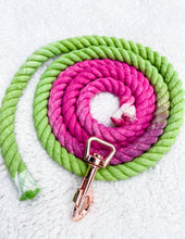 Load image into Gallery viewer, 4ft long 12mm Hyacinth Hand Ombre Dyed Rope Lead