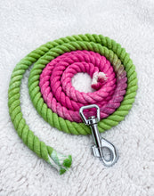 Load image into Gallery viewer, 4ft long 12mm Hyacinth Hand Ombre Dyed Rope Lead