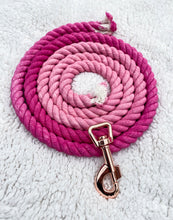 Load image into Gallery viewer, 4ft long 12mm Pink to Light Pink Ombre Hand Dyed Rope Lead
