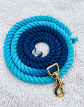 Load image into Gallery viewer, 4ft long 12mm Navy to Blue Ombre Hand Dyed Rope Lead