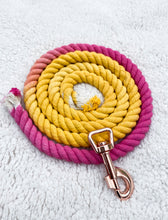 Load image into Gallery viewer, 4ft long 12mm Rhubarb & Custard Ombre Hand Dyed Rope Lead