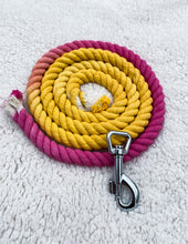 Load image into Gallery viewer, 4ft long 12mm Rhubarb & Custard Ombre Hand Dyed Rope Lead