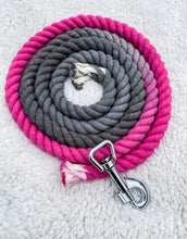 Load image into Gallery viewer, 4ft long 12mm Pink and Grey Ombre Hand Dyed Rope Lead