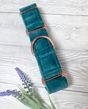 Load image into Gallery viewer, Teal Luxe Velvet Martingale collar