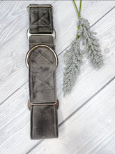 Load image into Gallery viewer, Dark Grey Luxe Velvet Martingale collar