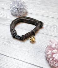Load image into Gallery viewer, Dark Grey Luxe velvet cat collar