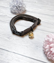 Load image into Gallery viewer, Dark Grey Luxe velvet cat collar