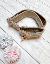 Load image into Gallery viewer, Beige Luxe Velvet Martingale collar