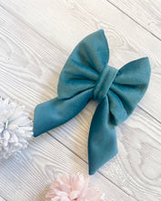 Load image into Gallery viewer, Teal Luxe Velvet Sailor Bow