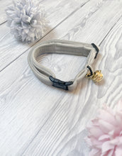 Load image into Gallery viewer, Light Grey Luxe velvet cat collar