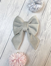 Load image into Gallery viewer, Light Grey Luxe Velvet Sailor Bow