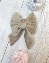 Load image into Gallery viewer, Beige Luxe Velvet Sailor Bow