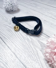 Load image into Gallery viewer, Black Luxe velvet cat collar