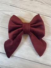 Load image into Gallery viewer, Burgundy Luxe Velvet Sailor Bow