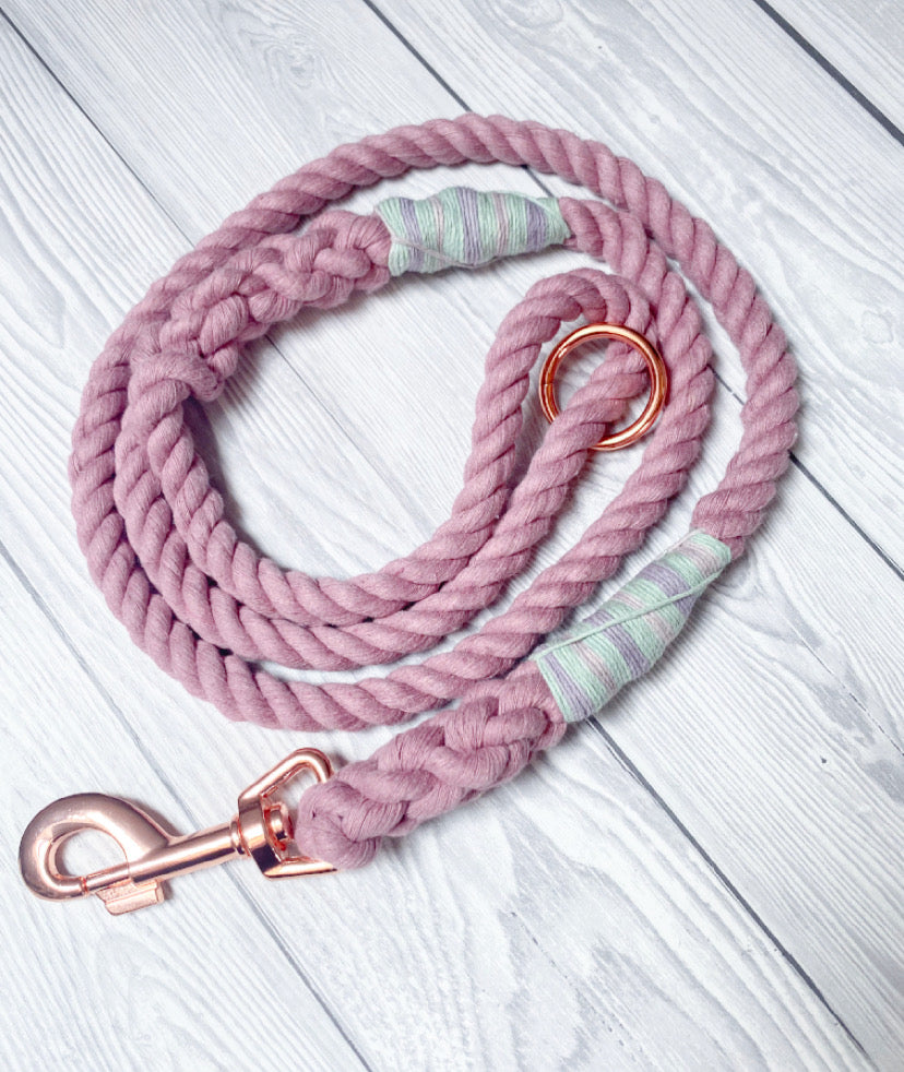 10mm Dusty Rose Clip Rope Lead
