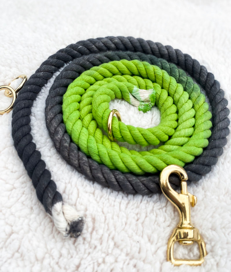 4ft long 12mm Green to Grey Hand Ombre Dyed Rope Lead