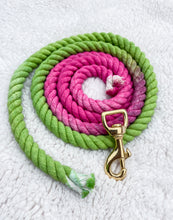 Load image into Gallery viewer, 4ft long 12mm Hyacinth Hand Ombre Dyed Rope Lead
