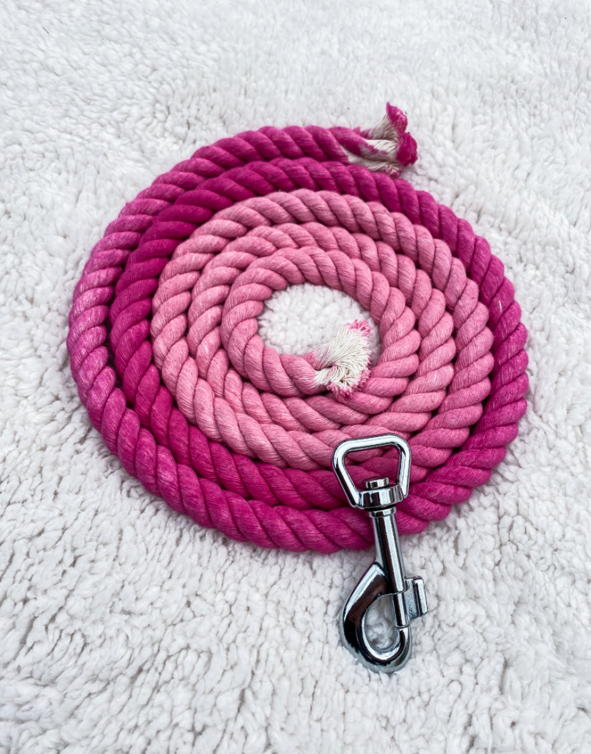 4ft long 12mm Pink to Light Pink Ombre Hand Dyed Rope Lead