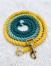 Load image into Gallery viewer, 4ft long 12mm Green to Yellow Hand Ombre Dyed Rope Lead
