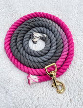 Load image into Gallery viewer, 4ft long 12mm Pink and Grey Ombre Hand Dyed Rope Lead
