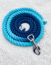 Load image into Gallery viewer, 4ft long 12mm Navy to Blue Ombre Hand Dyed Rope Lead
