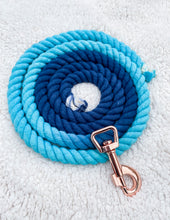 Load image into Gallery viewer, 4ft long 12mm Navy to Blue Ombre Hand Dyed Rope Lead
