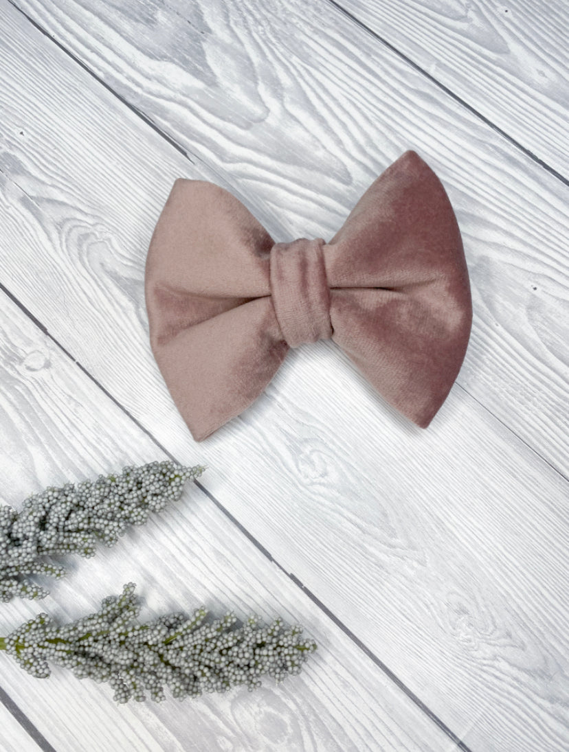 Blush Luxe Velvet Bow Tie