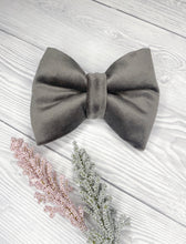 Load image into Gallery viewer, Dark Grey Luxe Velvet Bow Tie
