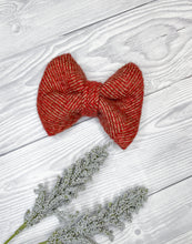 Load image into Gallery viewer, Pomegranate Tweed Bow Tie
