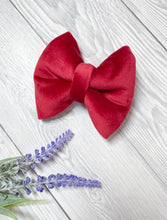 Load image into Gallery viewer, Red Luxe Velvet Bow Tie
