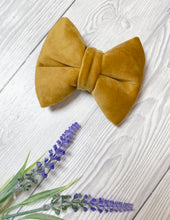 Load image into Gallery viewer, Mustard Luxe Velvet Bow Tie

