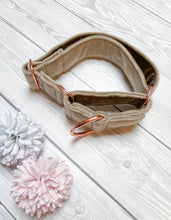 Load image into Gallery viewer, Beige Luxe Velvet Martingale collar

