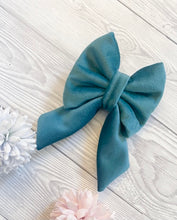 Load image into Gallery viewer, Teal Luxe Velvet Sailor Bow
