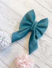 Load image into Gallery viewer, Teal Luxe Velvet Sailor Bow
