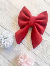 Load image into Gallery viewer, Red Luxe Velvet Sailor Bow

