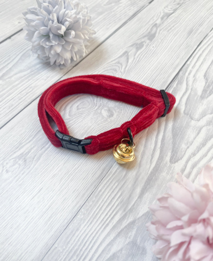 Red Luxe velvet cat collar