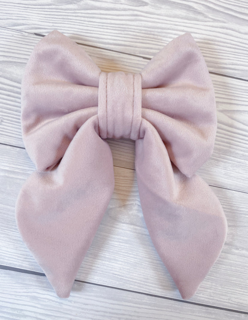 Pastel Pink Luxe Velvet Sailor Bow