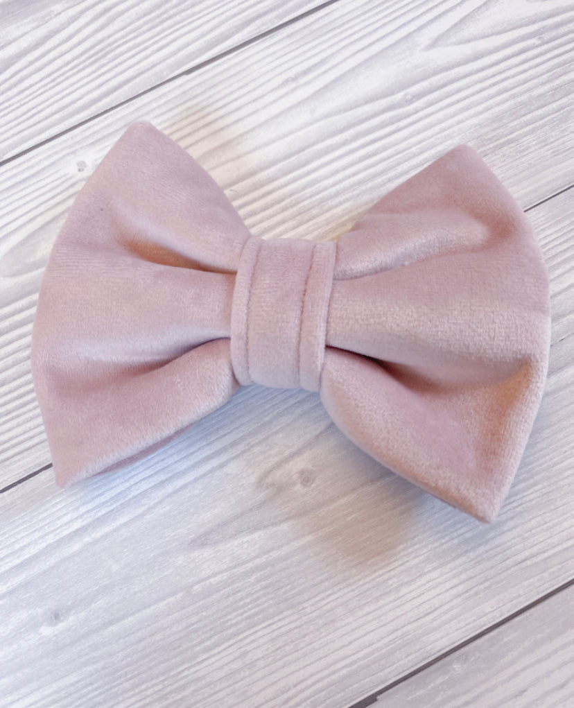 Pastel Pink Luxe Velvet Bow Tie